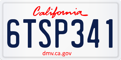 CA license plate 6TSP341