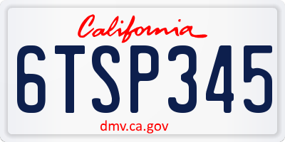 CA license plate 6TSP345