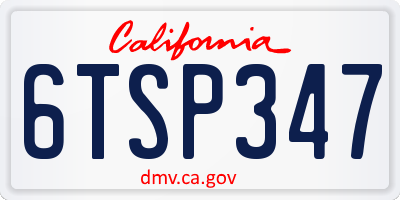 CA license plate 6TSP347