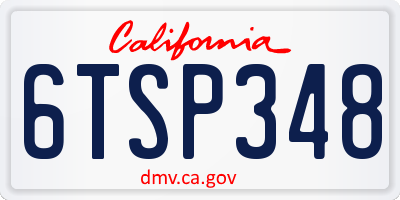 CA license plate 6TSP348