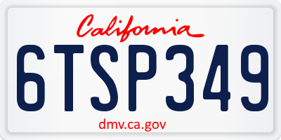 CA license plate 6TSP349