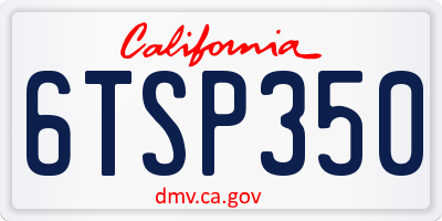 CA license plate 6TSP350