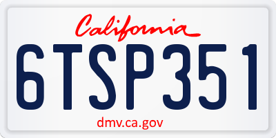 CA license plate 6TSP351