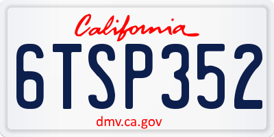 CA license plate 6TSP352