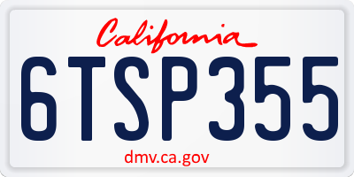CA license plate 6TSP355