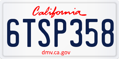 CA license plate 6TSP358
