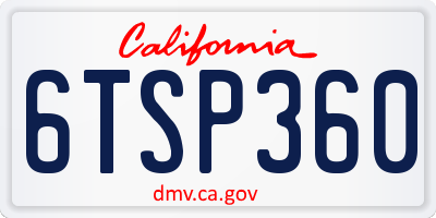CA license plate 6TSP360