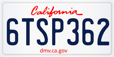 CA license plate 6TSP362