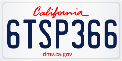 CA license plate 6TSP366