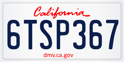 CA license plate 6TSP367