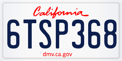 CA license plate 6TSP368