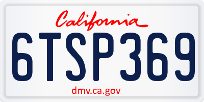 CA license plate 6TSP369