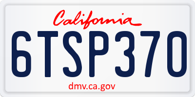 CA license plate 6TSP370
