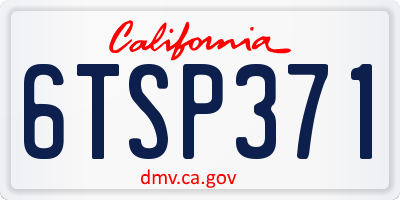 CA license plate 6TSP371