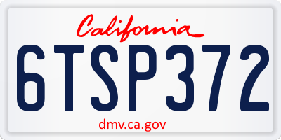 CA license plate 6TSP372
