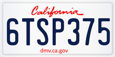 CA license plate 6TSP375