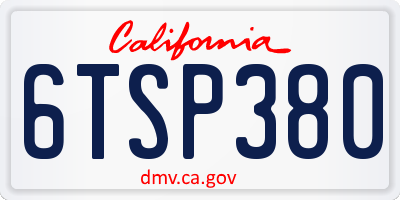 CA license plate 6TSP380