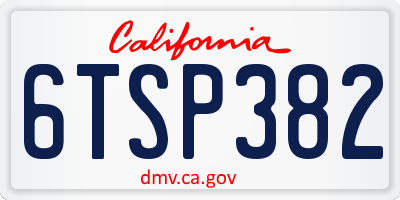 CA license plate 6TSP382