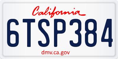 CA license plate 6TSP384