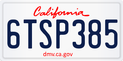CA license plate 6TSP385