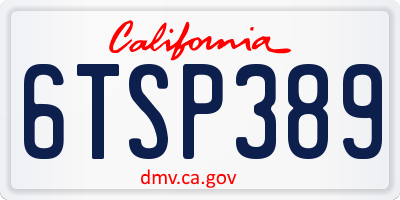 CA license plate 6TSP389