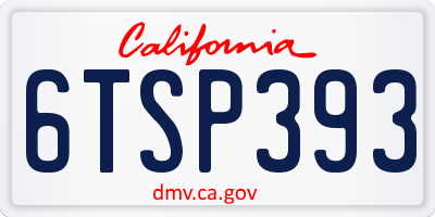 CA license plate 6TSP393