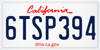 CA license plate 6TSP394