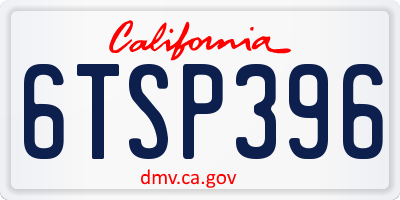 CA license plate 6TSP396