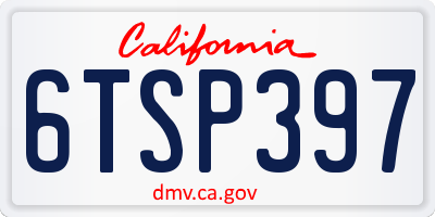 CA license plate 6TSP397