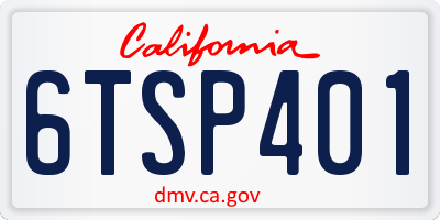 CA license plate 6TSP401