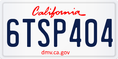 CA license plate 6TSP404