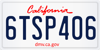 CA license plate 6TSP406