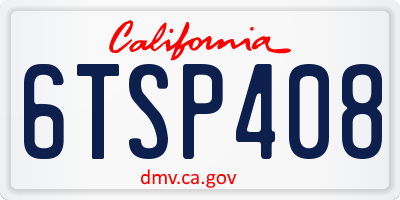 CA license plate 6TSP408
