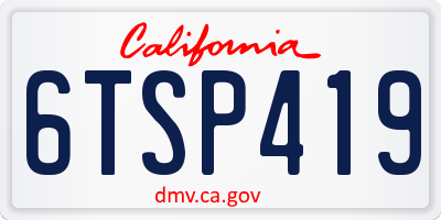 CA license plate 6TSP419