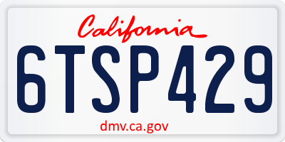 CA license plate 6TSP429