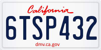 CA license plate 6TSP432