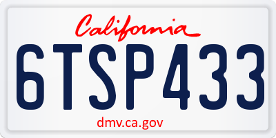 CA license plate 6TSP433