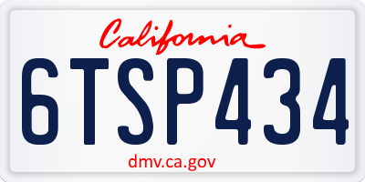 CA license plate 6TSP434