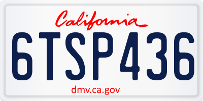 CA license plate 6TSP436