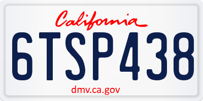 CA license plate 6TSP438