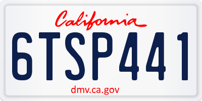 CA license plate 6TSP441