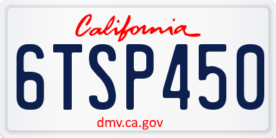 CA license plate 6TSP450