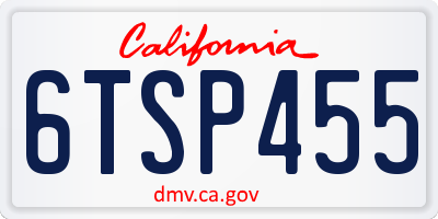 CA license plate 6TSP455