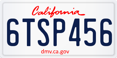 CA license plate 6TSP456