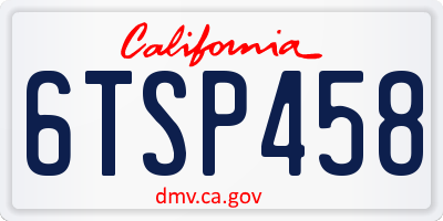 CA license plate 6TSP458