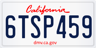 CA license plate 6TSP459