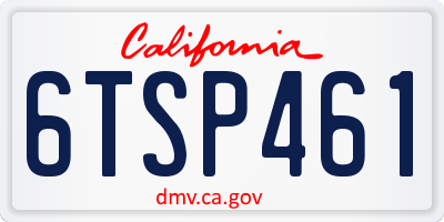 CA license plate 6TSP461