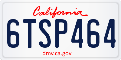 CA license plate 6TSP464