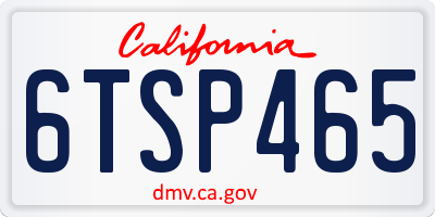 CA license plate 6TSP465