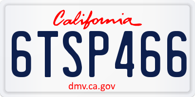 CA license plate 6TSP466